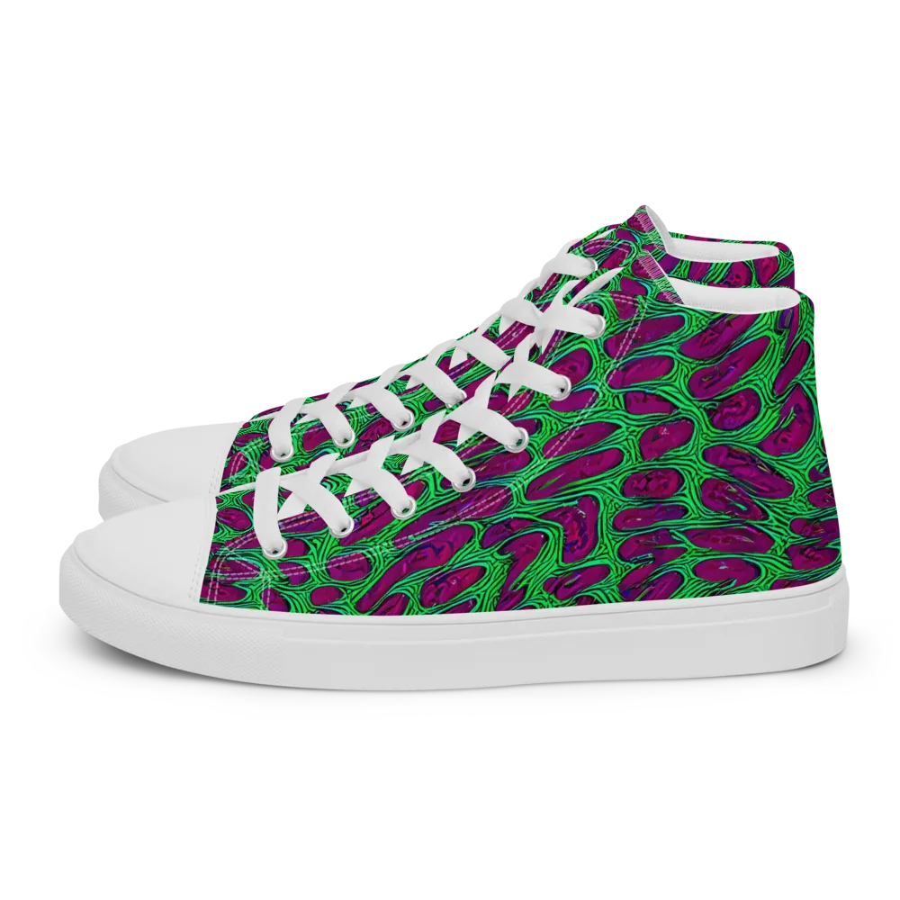 Neon Amoeba on Women's High Top Canvas Shoes — Left