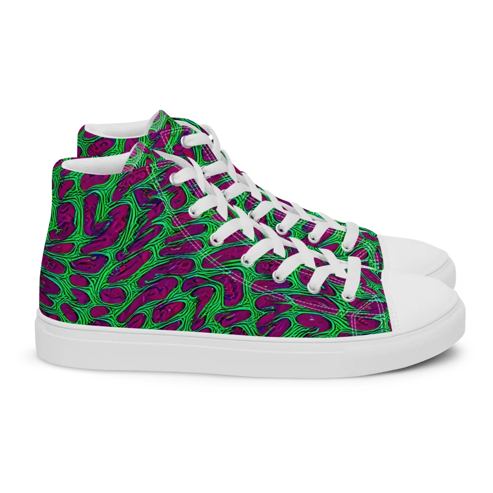 Neon Amoeba on Women's High Top Canvas Shoes — Right
