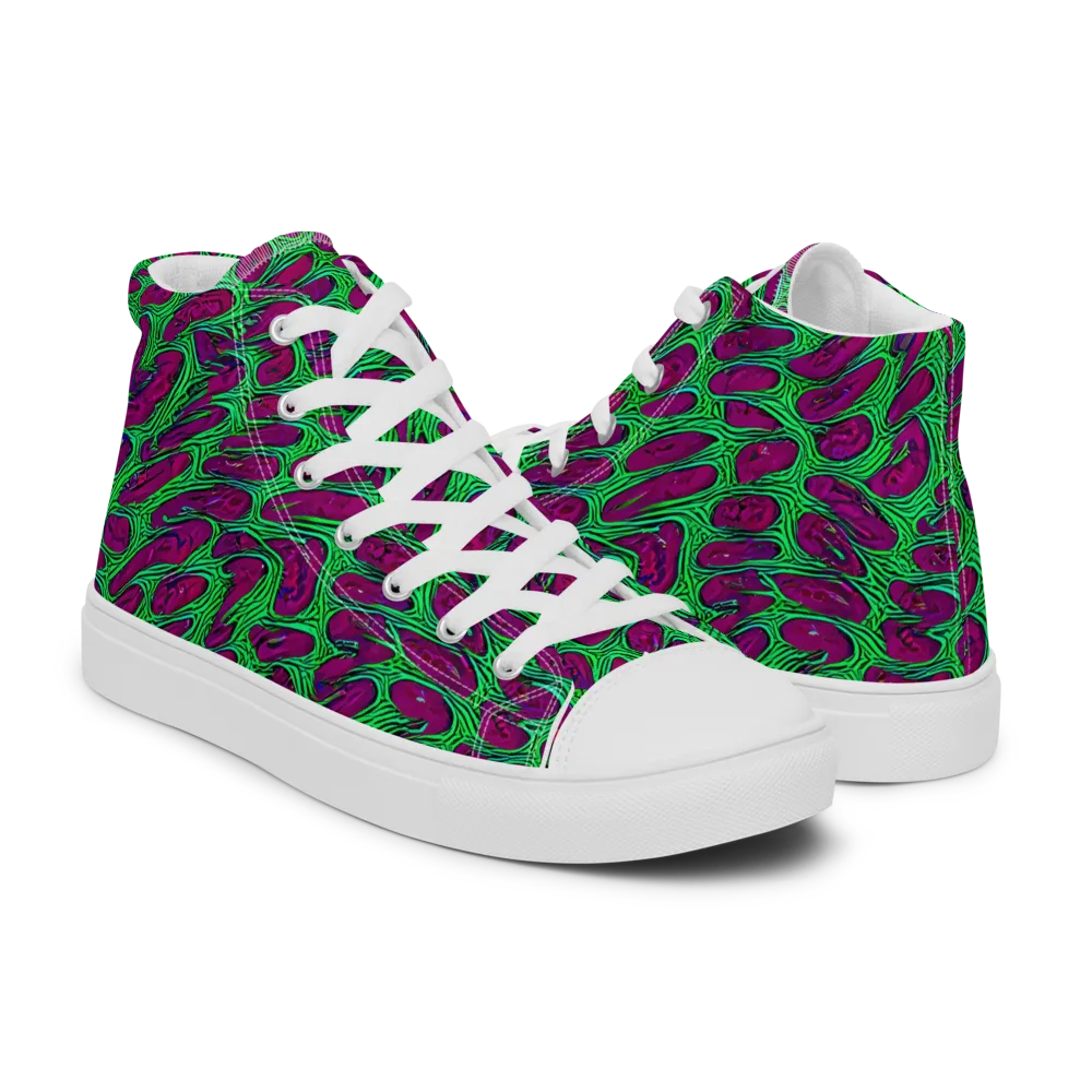 Neon Amoeba on Women's High Top Canvas Shoes — Right