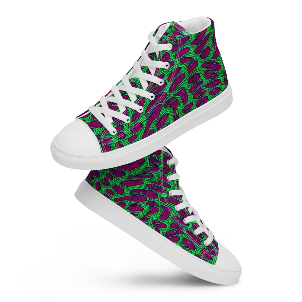 Neon Amoeba on Women's High Top Canvas Shoes — Front