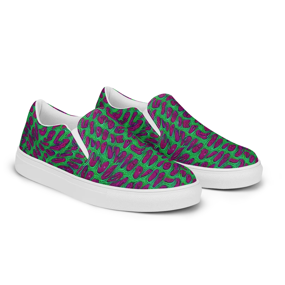 Neon Amoeba on Men's Slip-On Canvas Shoes — Right Front
