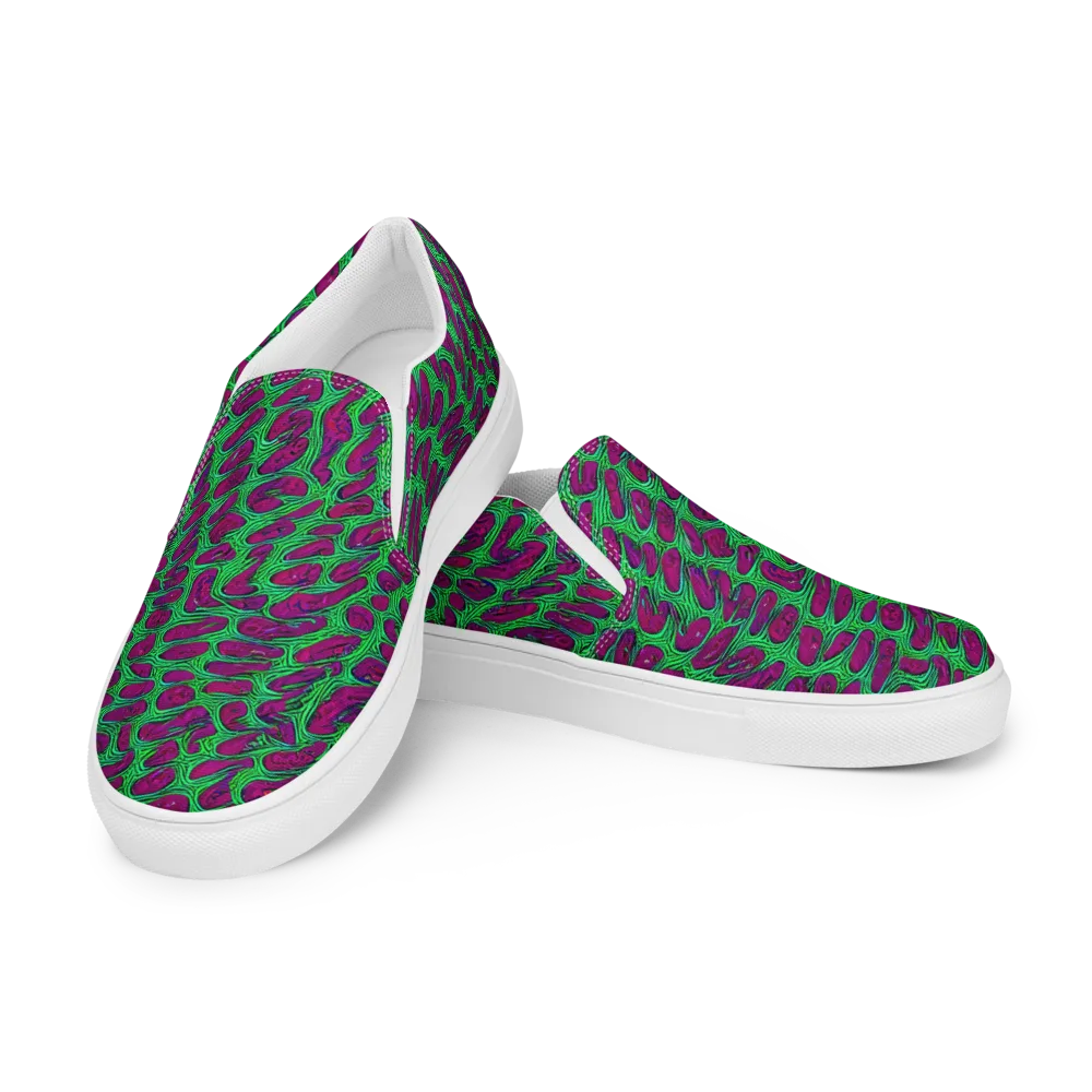 Neon Amoeba on Men's Slip-On Canvas Shoes — Left Front