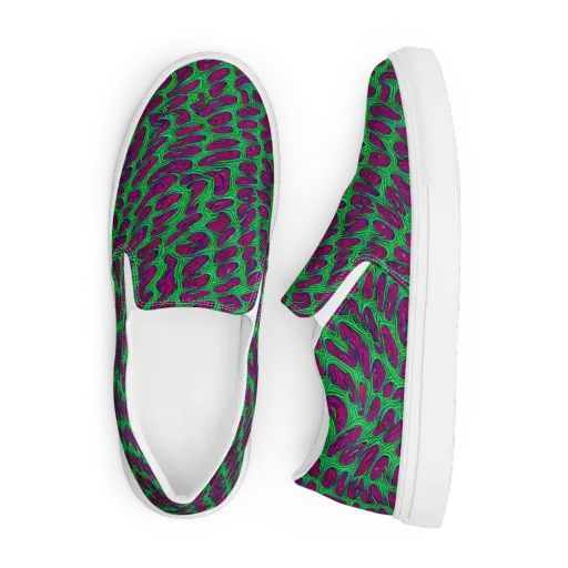 Neon Amoeba on a Men's Slip-On Canvas Shoes