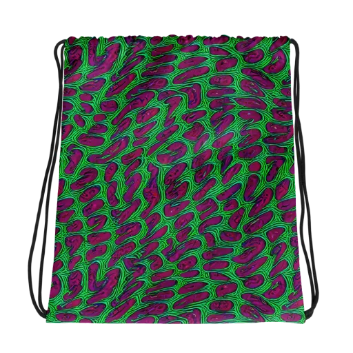 Neon Amoeba on a Drawstring Bag