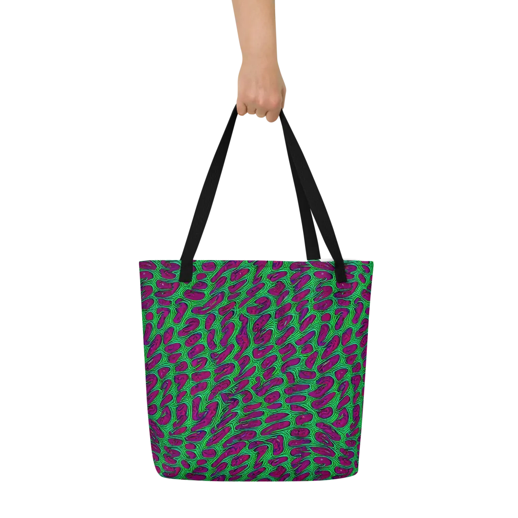 Neon Amoeba on Large Tote Bag W/ Pocket — Front