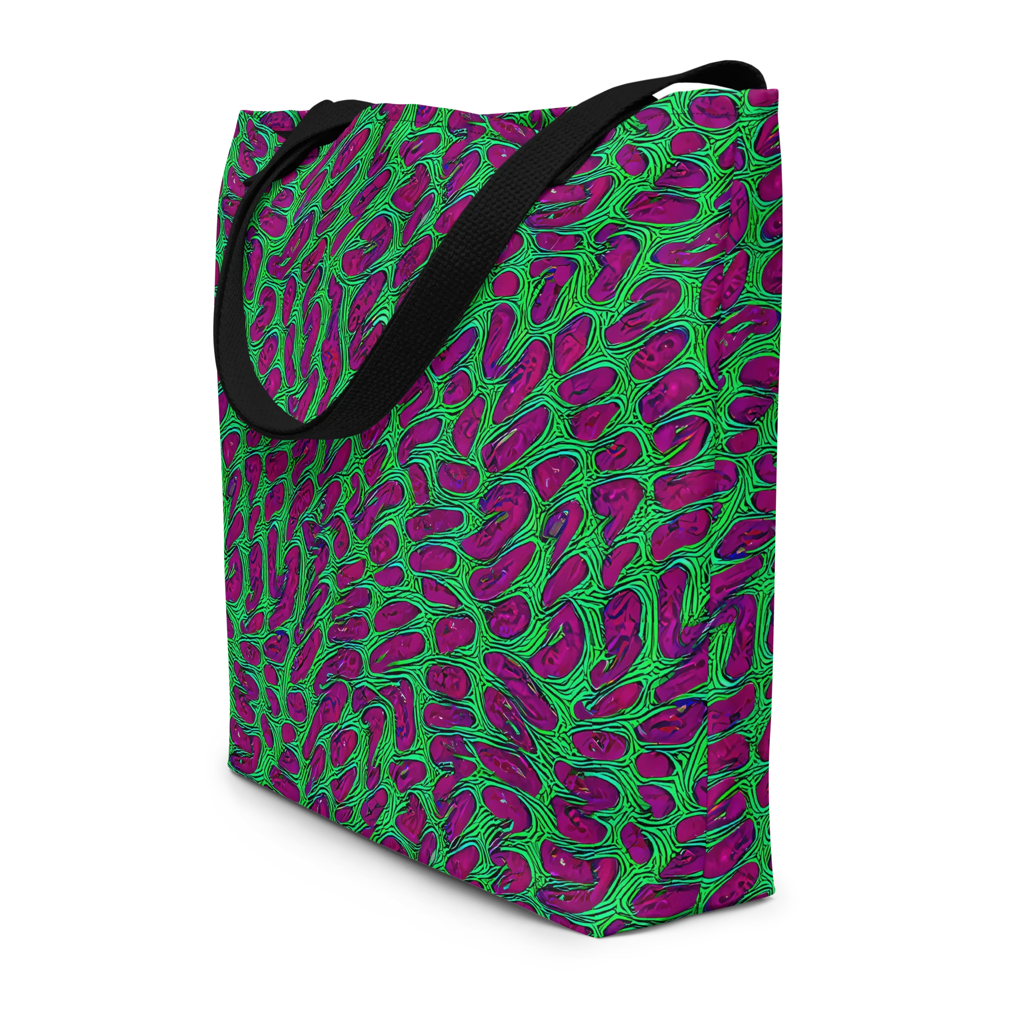 Neon Amoeba on Large Tote Bag W/ Pocket — Front