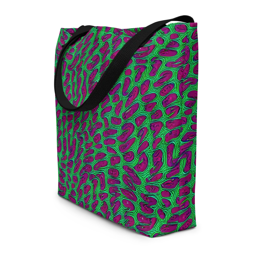 Neon Amoeba on Large Tote Bag W/ Pocket — Front