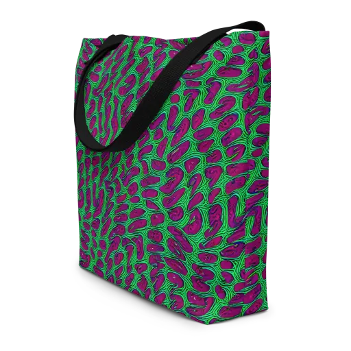 Neon Amoeba on a Large Tote Bag W/ Pocket