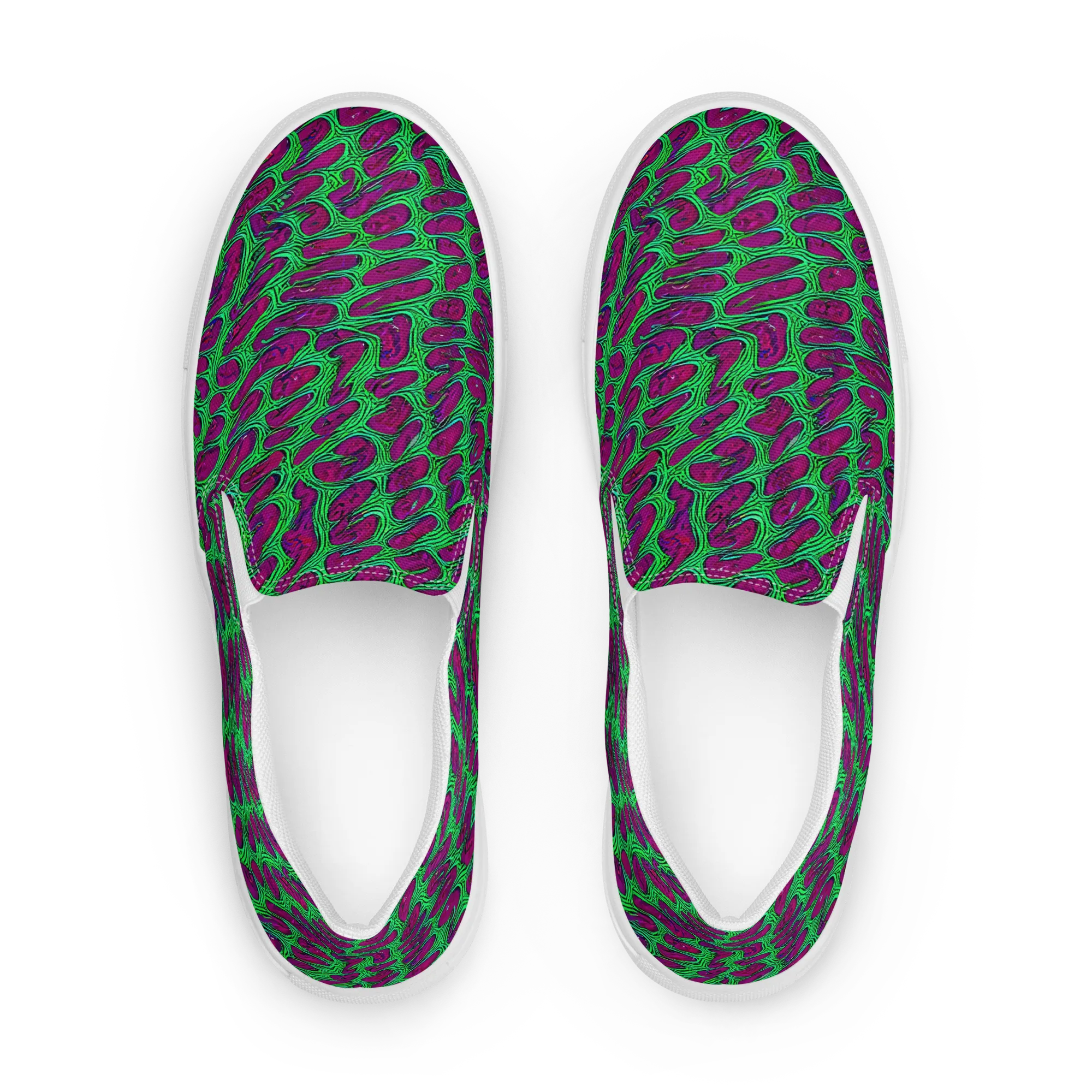Neon Amoeba on Women's Slip-On Canvas Shoes — Front