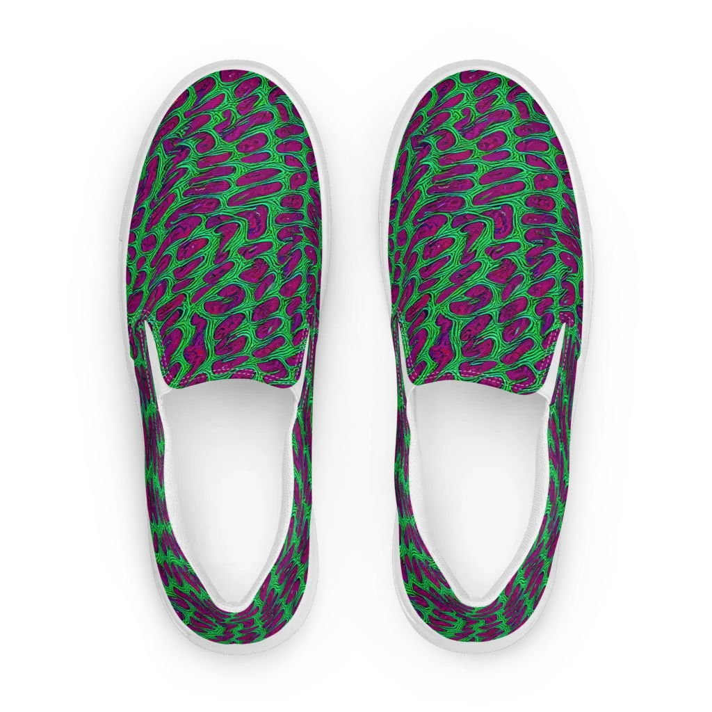 Neon Amoeba on Women's Slip-On Canvas Shoes — Front