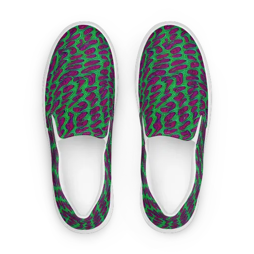 Neon Amoeba on a Women's Slip-On Canvas Shoes