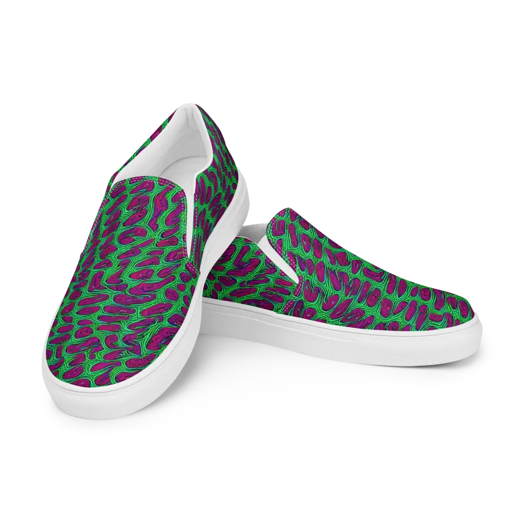 Neon Amoeba on Women's Slip-On Canvas Shoes — Left Front