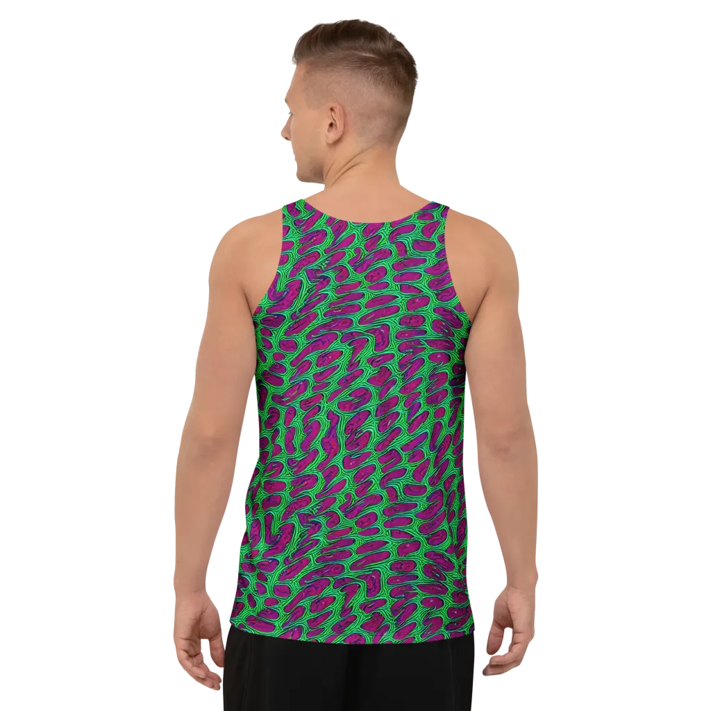 Neon Amoeba on Men's Tank Top — Back