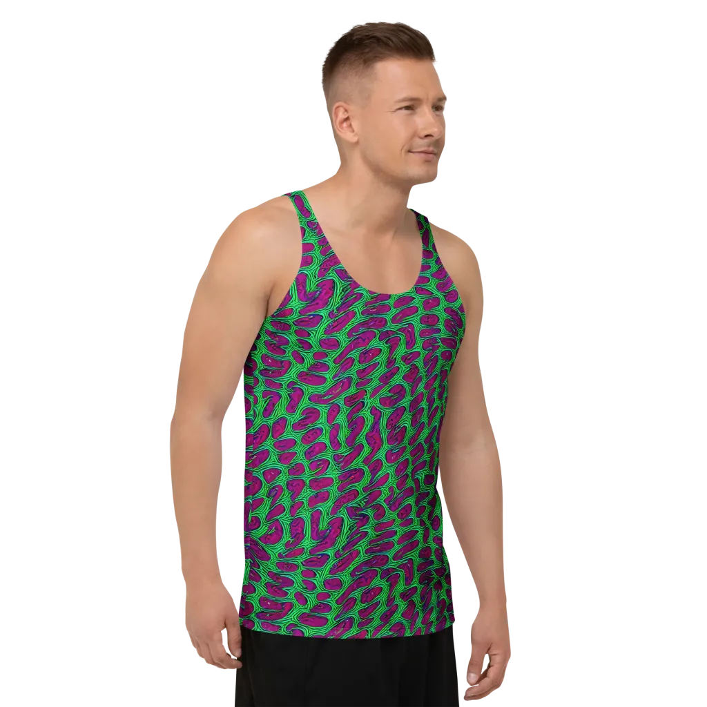 Neon Amoeba on Men's Tank Top — Right Front
