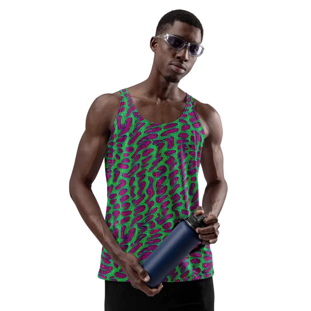 Neon Amoeba on Men's Tank Top — Front