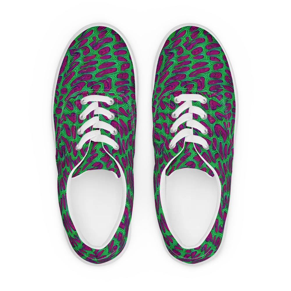 Neon Amoeba on Men's Lace-Up Canvas Shoes — Front