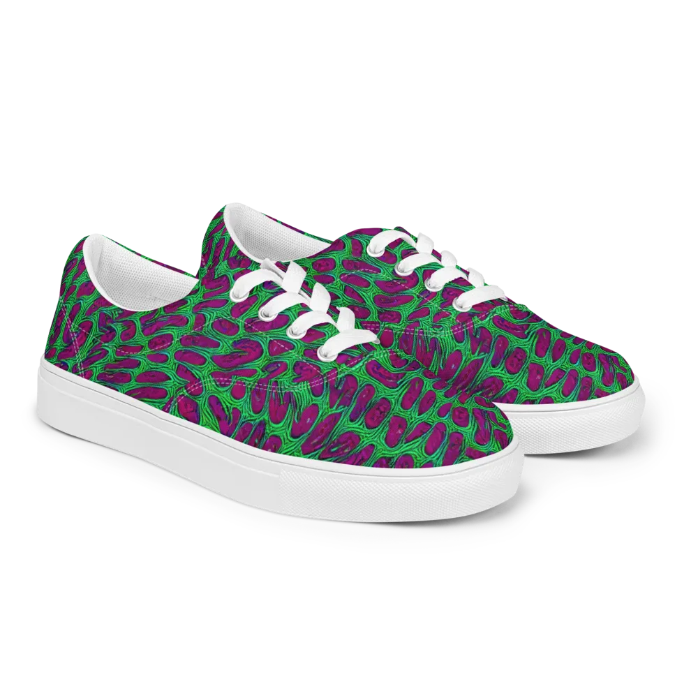 Neon Amoeba on Men's Lace-Up Canvas Shoes — Right Front
