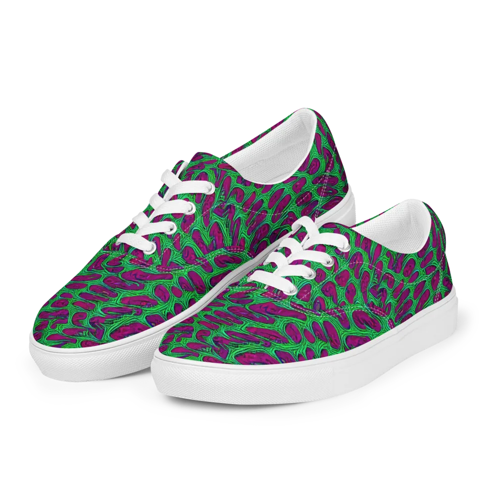 Neon Amoeba on Men's Lace-Up Canvas Shoes — Left Front