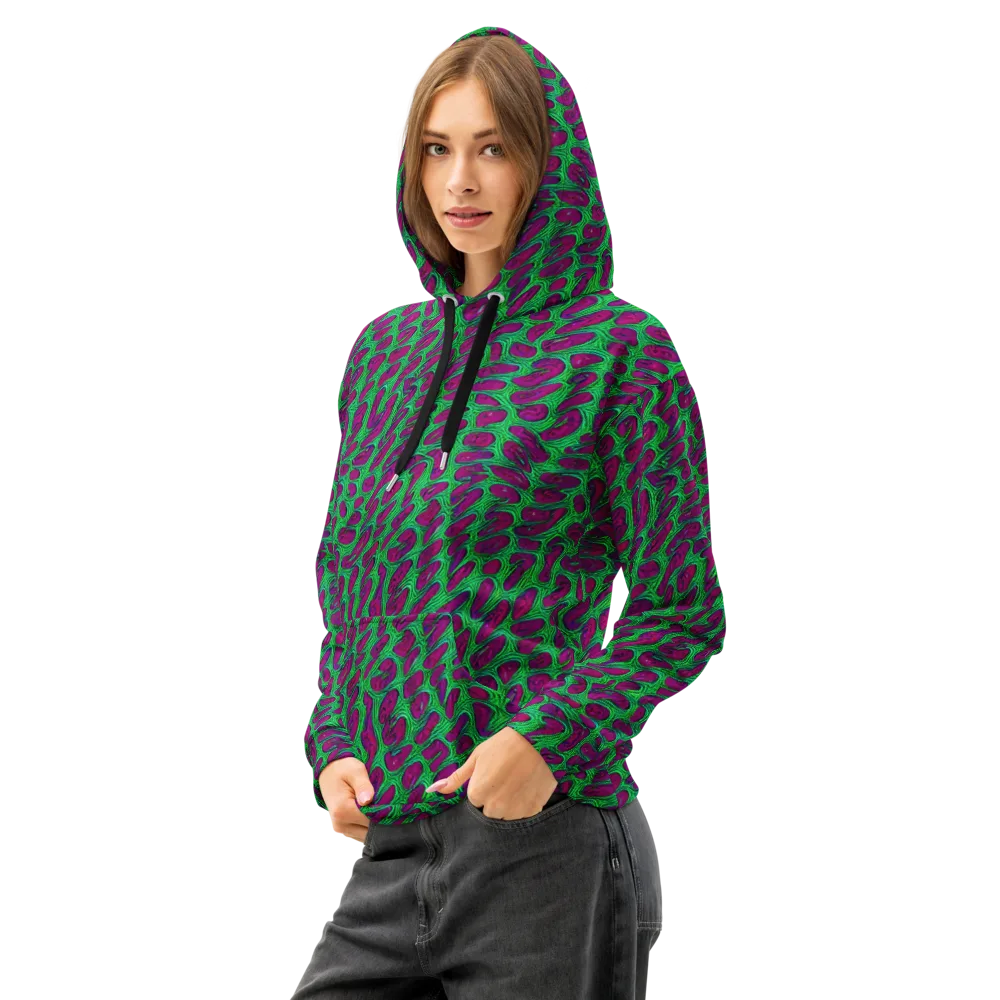 Neon Amoeba on Cotton Hoodie — Left Front