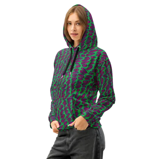 Neon Amoeba on a Cotton Hoodie