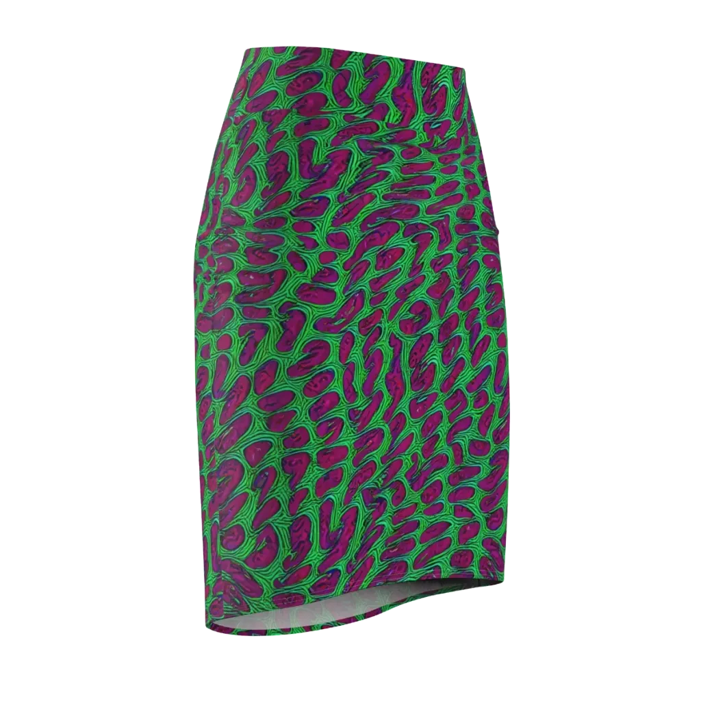 Neon Amoeba on Pencil Skirt — Front Side