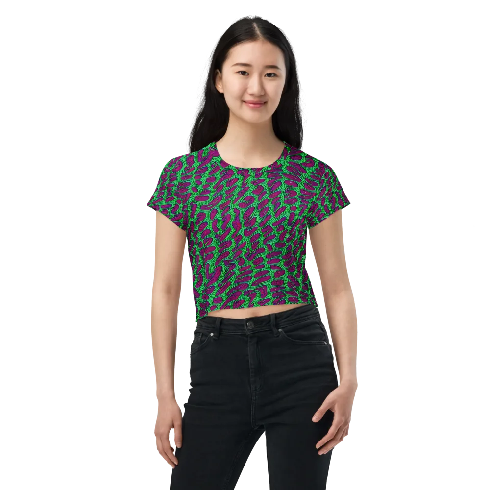 Neon Amoeba on Crop Tee — Front