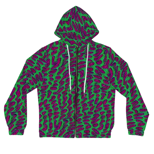 Neon Amoeba on a Women's Full-Zip Hoodie