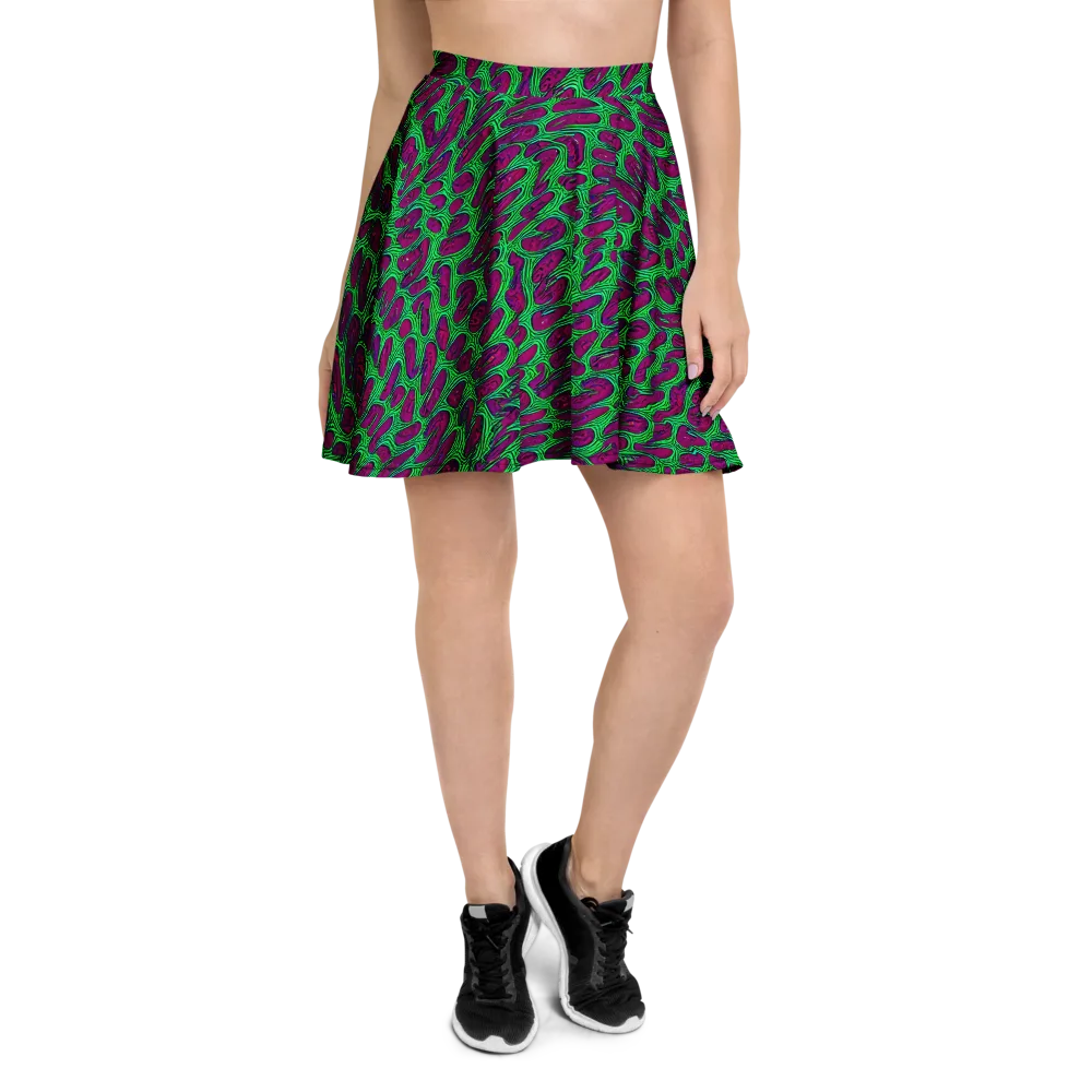 Neon Amoeba on Skater Skirt — Front