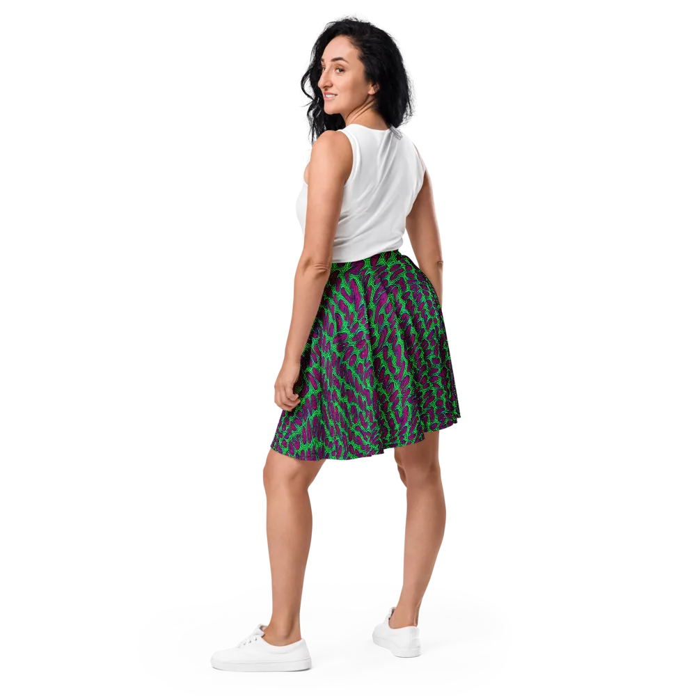Neon Amoeba on Skater Skirt — Back