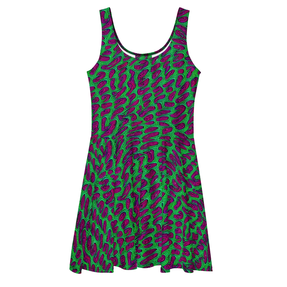 Neon Amoeba on Skater Dress — Front