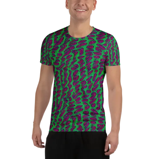 Neon Amoeba on a Men's Athletic T-Shirt