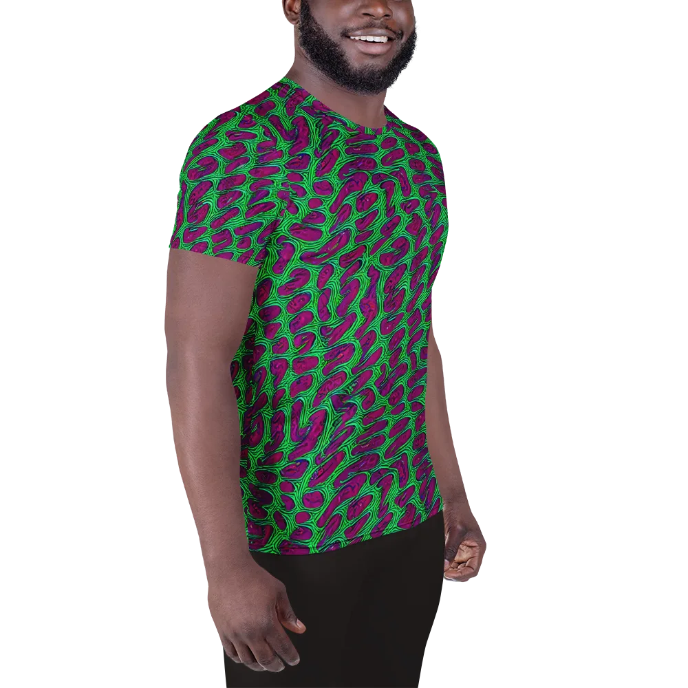 Neon Amoeba on Men's Athletic T-Shirt — Right