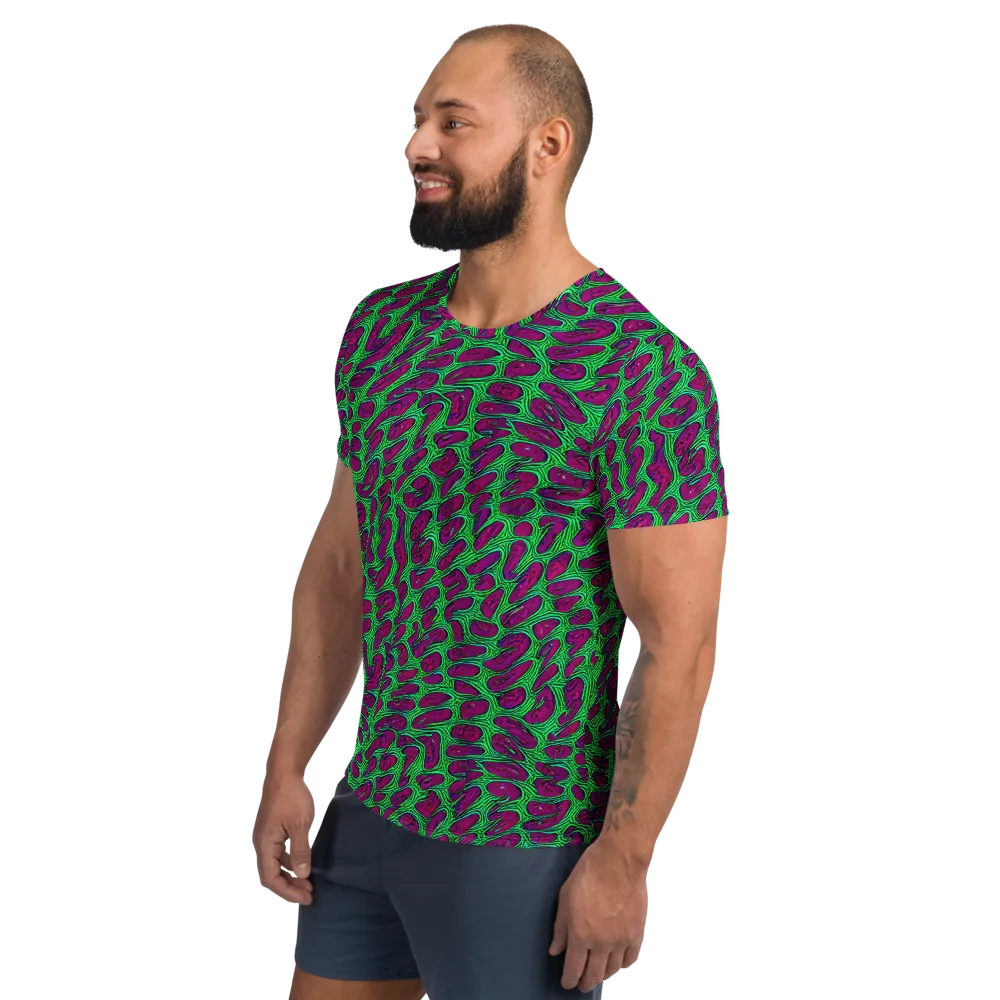 Neon Amoeba on Men's Athletic T-Shirt — Left