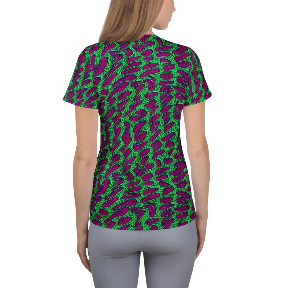 Neon Amoeba on Women's Athletic T-Shirt — Back