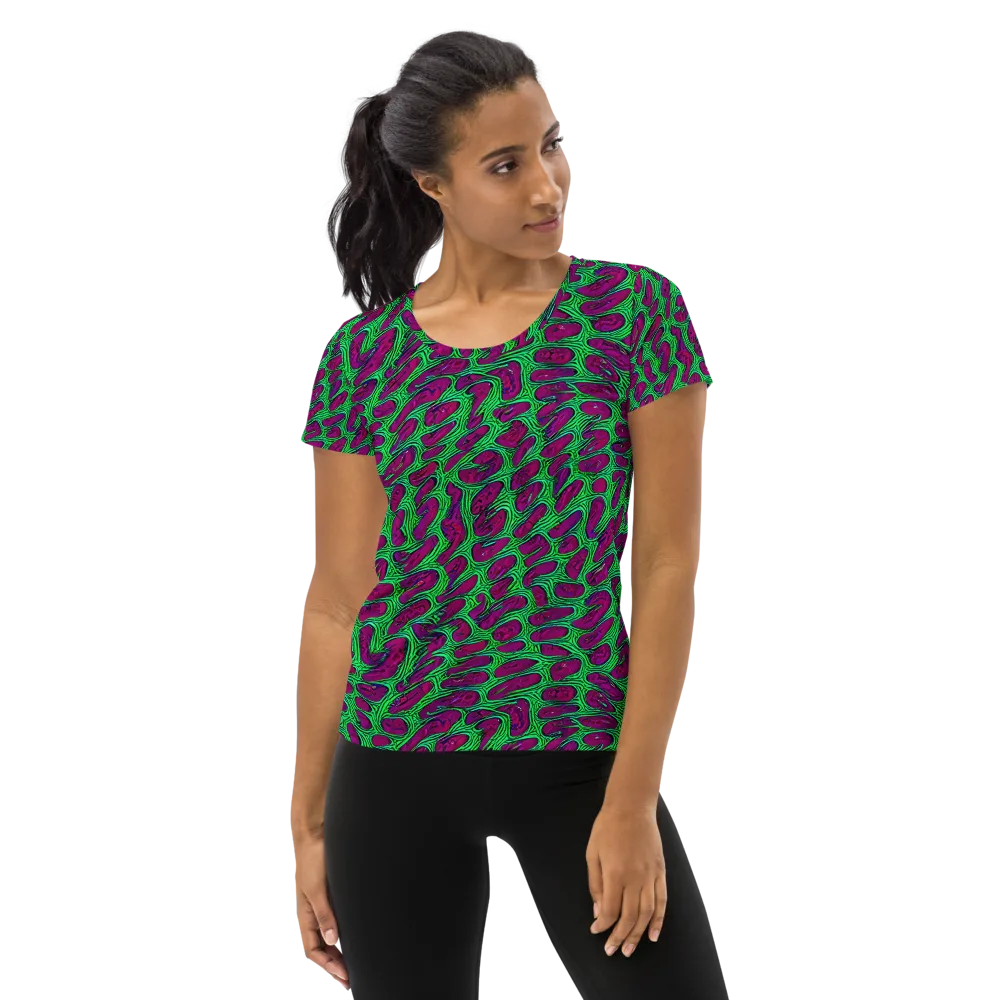 Neon Amoeba on Women's Athletic T-Shirt — Front