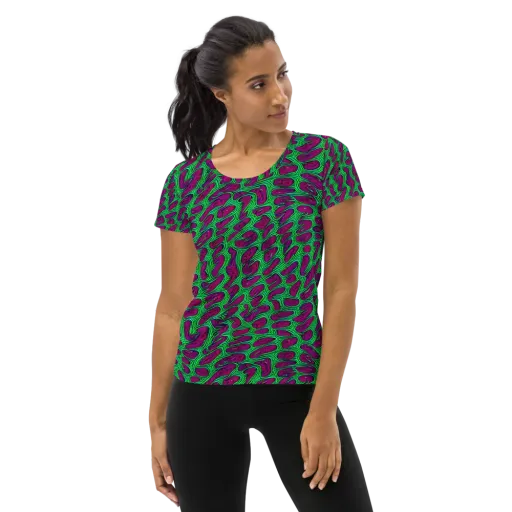 Neon Amoeba on a Women's Athletic T-Shirt