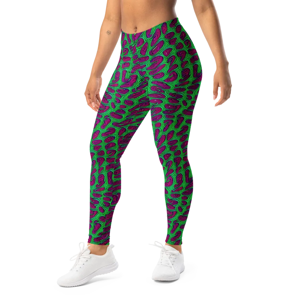 Neon Amoeba on Leggings — Left Front