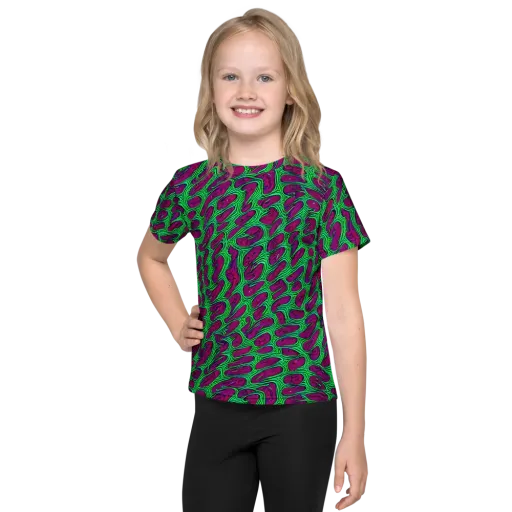Neon Amoeba on a Kids Crew Neck T-Shirt