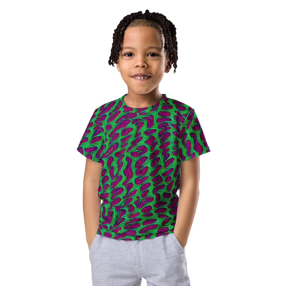 Neon Amoeba on Kids Crew Neck T-Shirt — Front