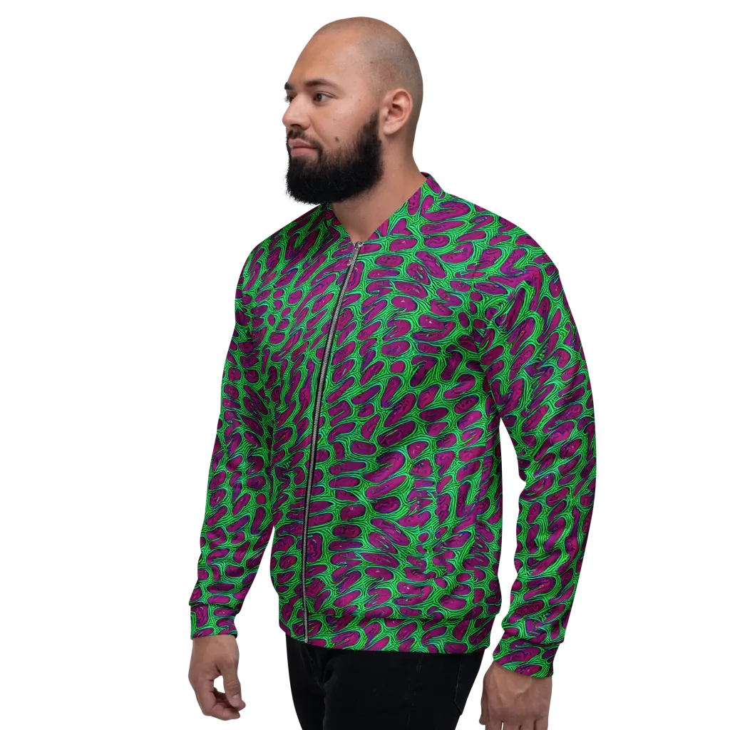 Neon Amoeba on Bomber Jacket — Left