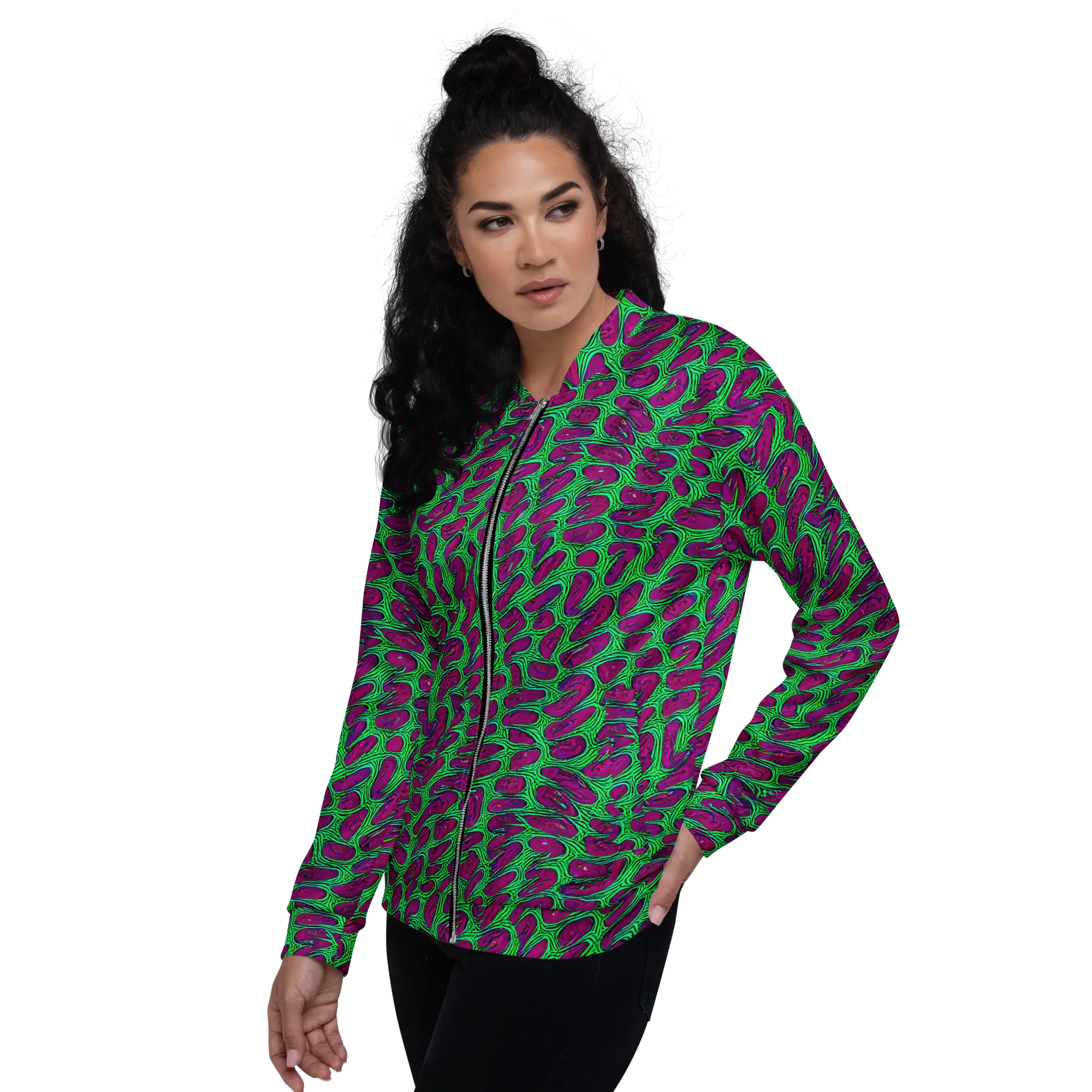 Neon Amoeba on Bomber Jacket — Left