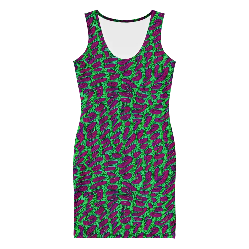 Neon Amoeba on Bodycon Dress — Front