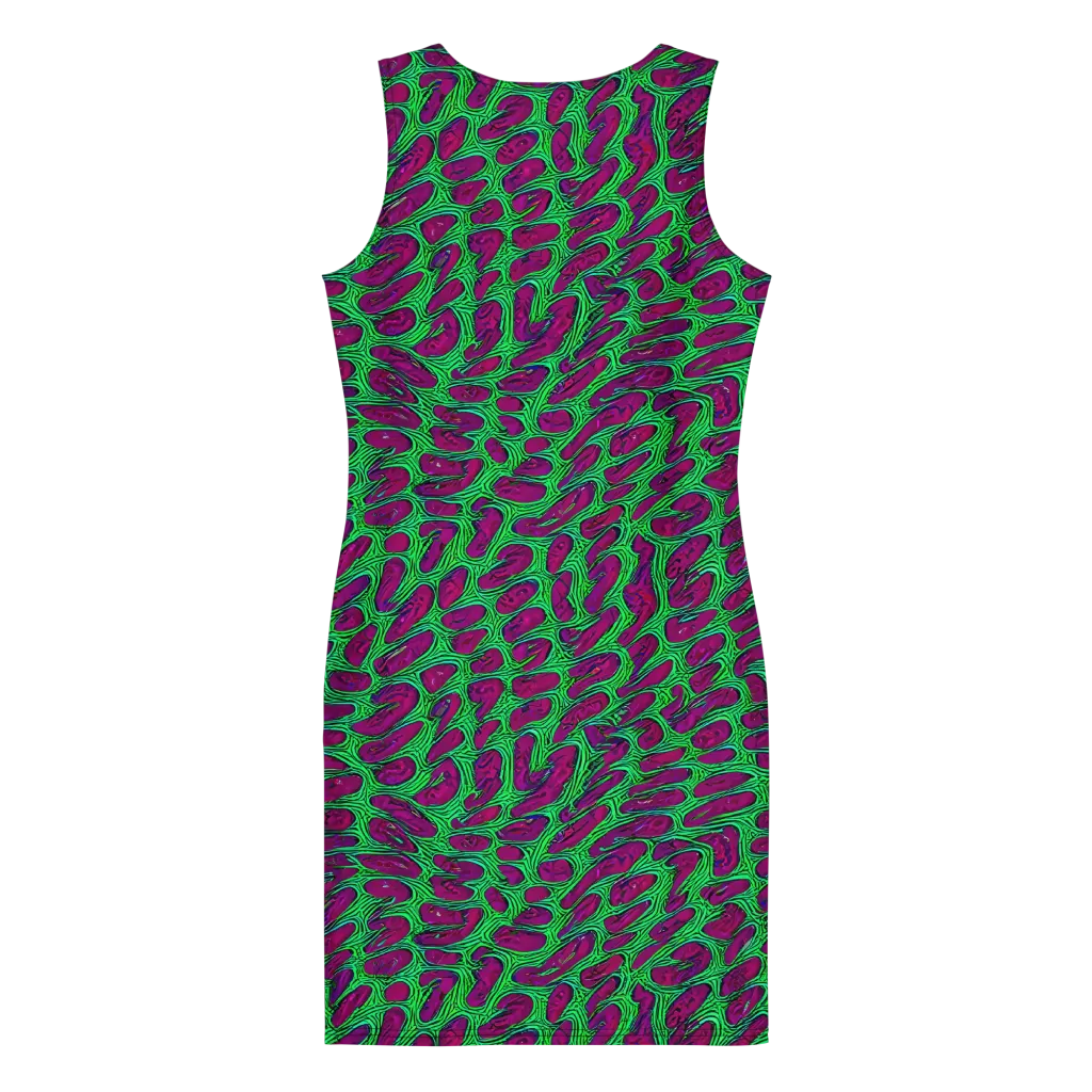 Neon Amoeba on Bodycon Dress — Back