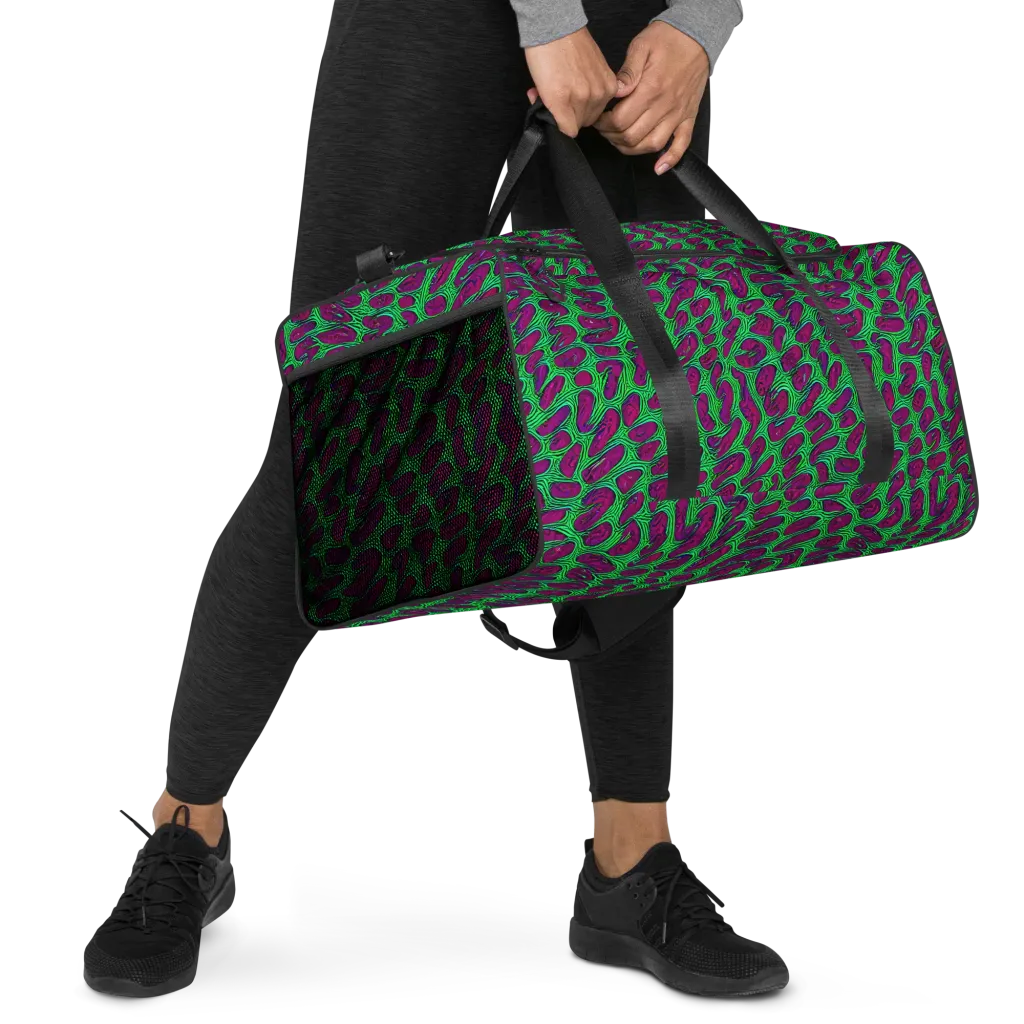 Neon Amoeba on Duffle Bag — Right Front