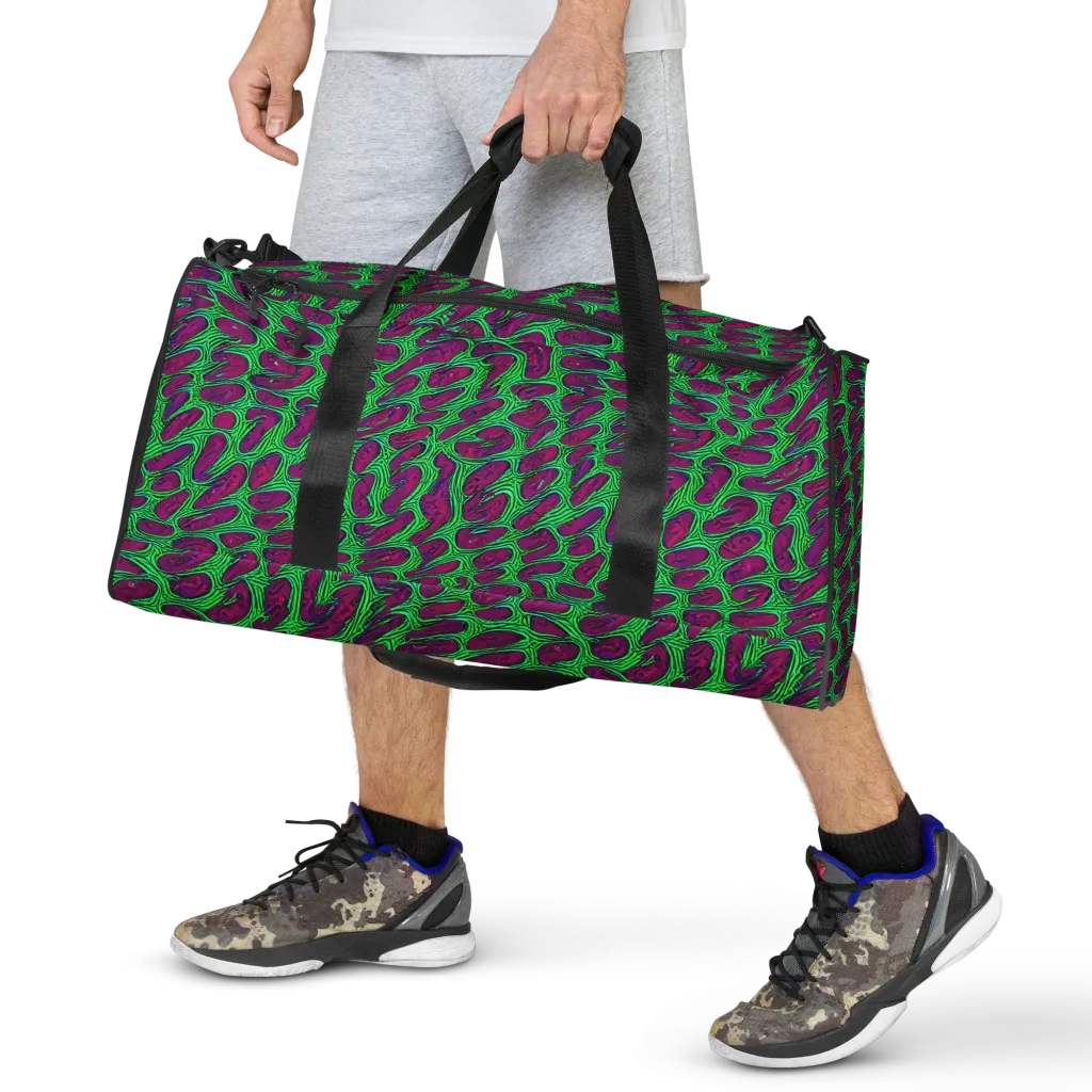 Neon Amoeba on Duffle Bag — Front