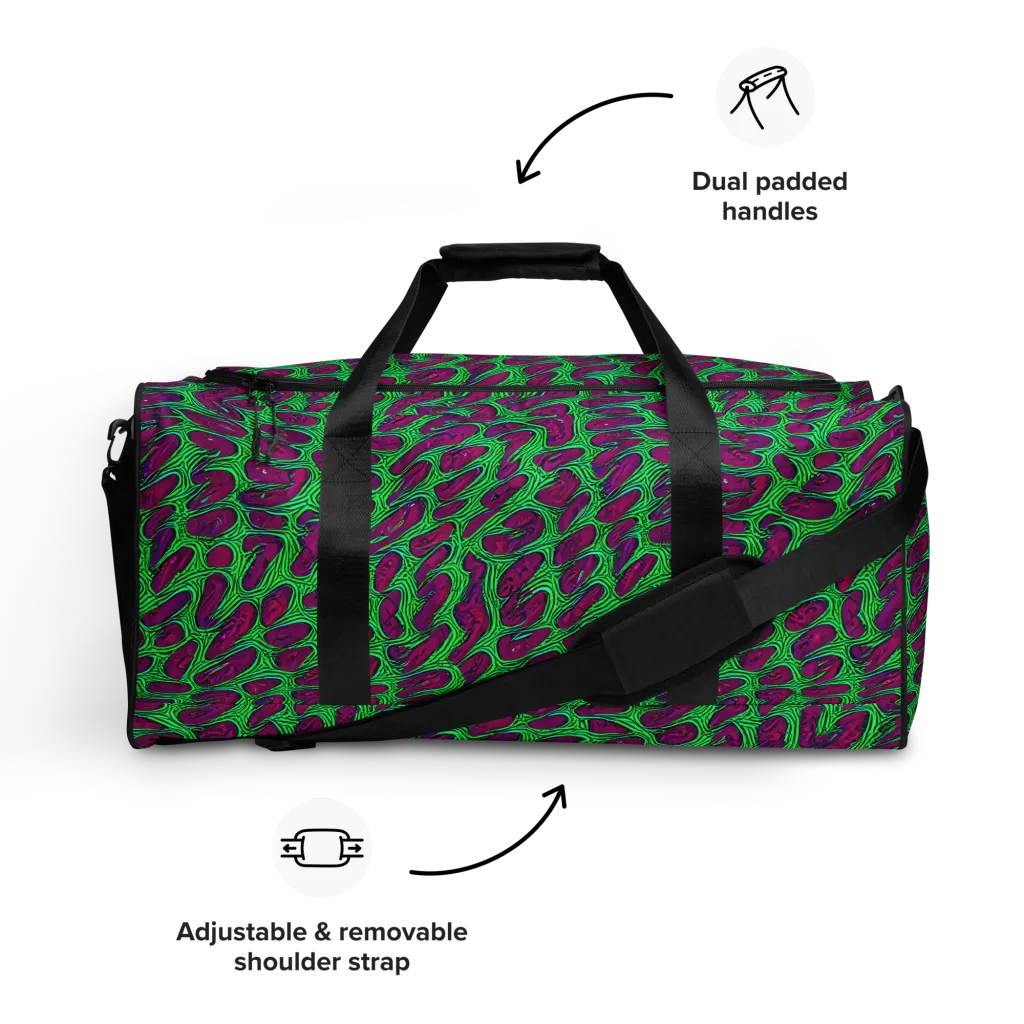 Neon Amoeba on Duffle Bag — Front