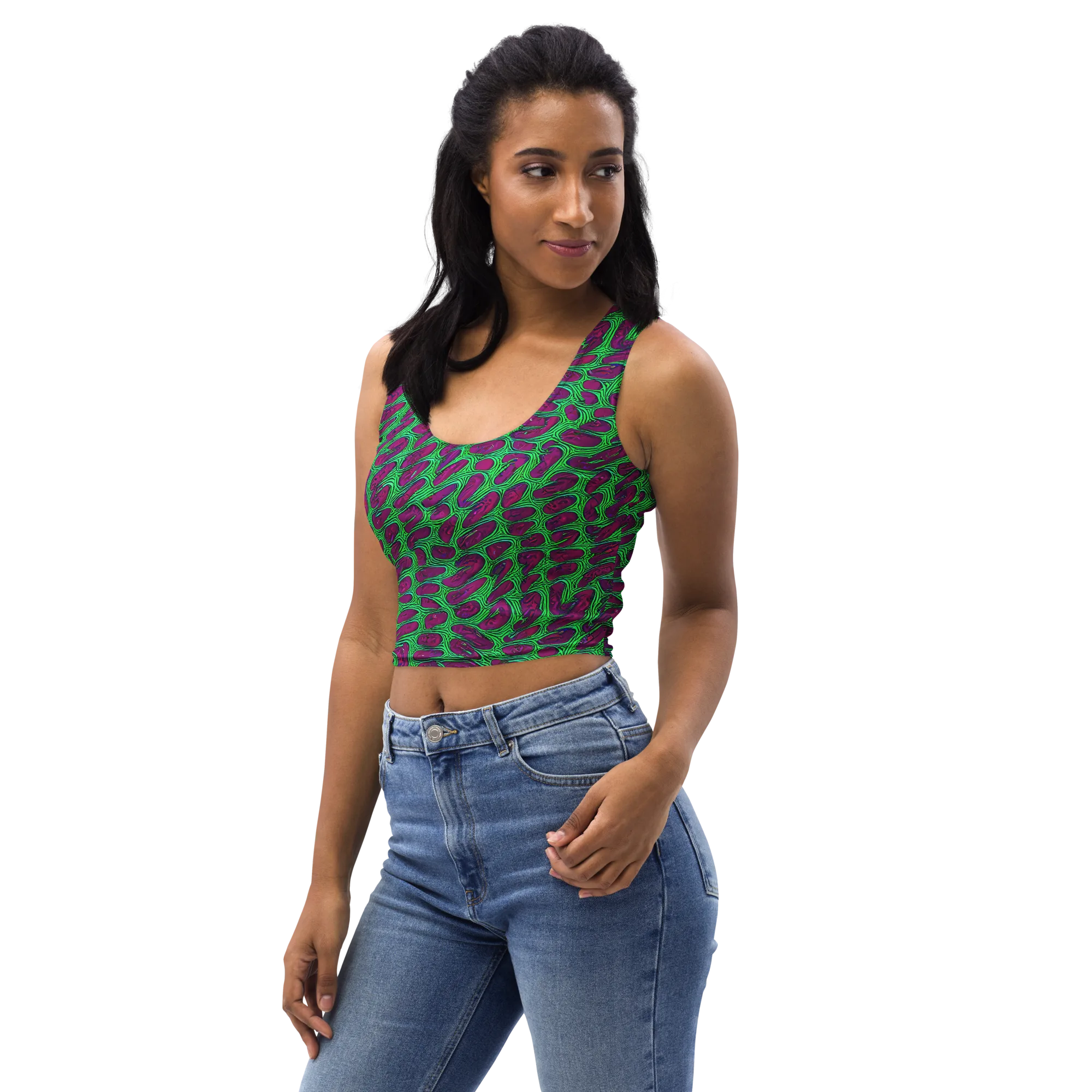 Neon Amoeba on Crop Top — Left Front