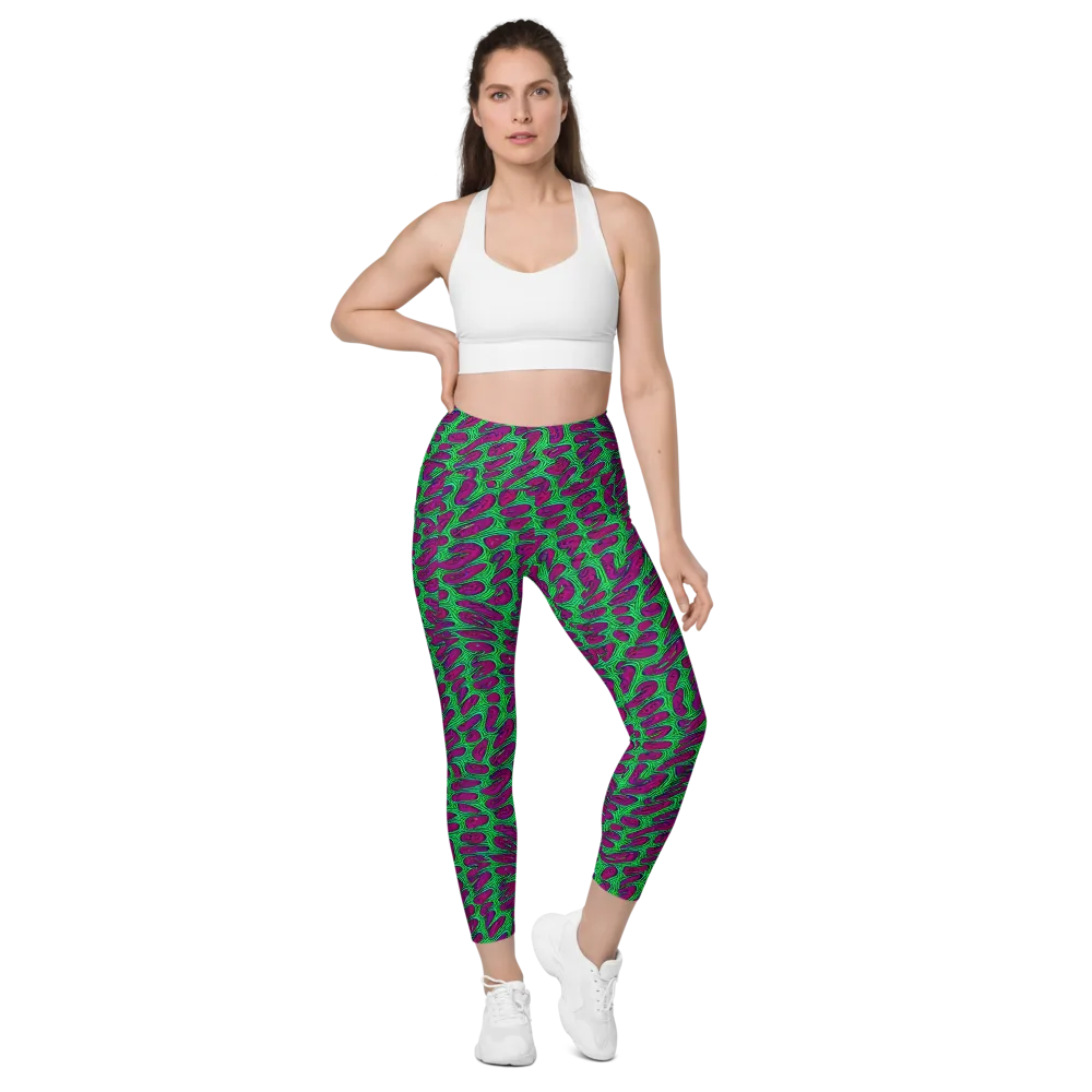 Neon Amoeba on Leggings with Pockets — Front