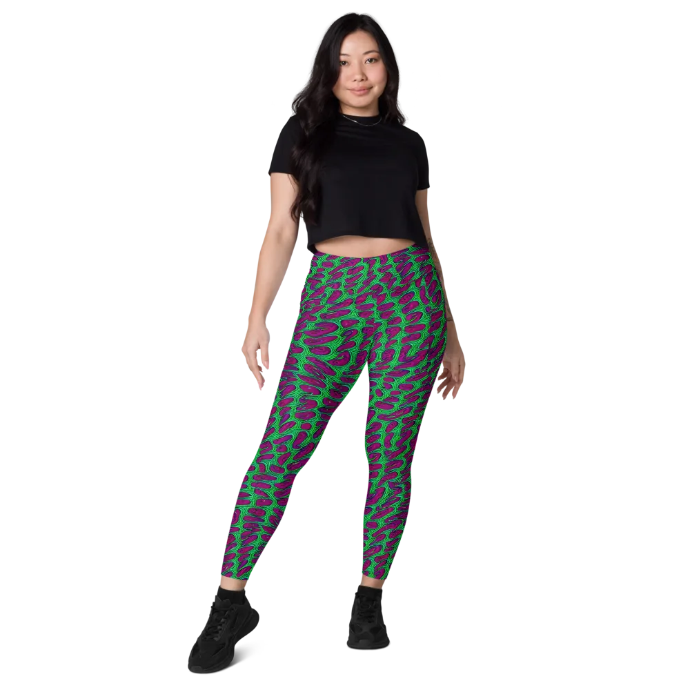Neon Amoeba on Leggings with Pockets — Front