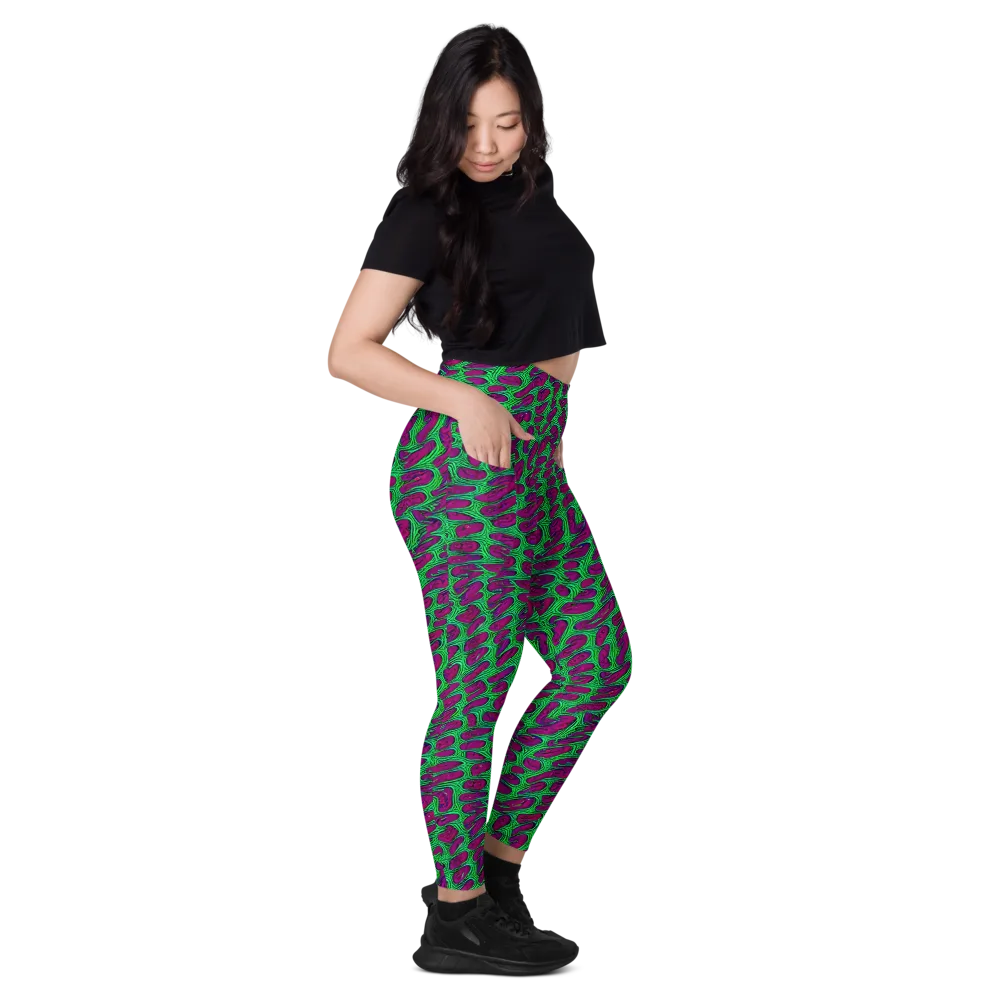 Neon Amoeba on Leggings with Pockets — Right
